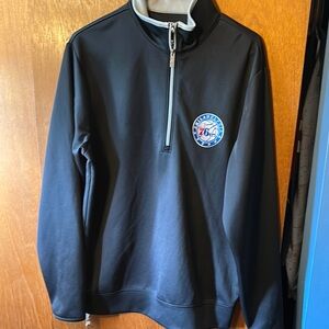 Black Quarter-Zip Pullover with Embroidered Logo